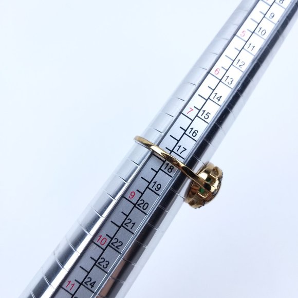 Round Green Accent Stone Fashion Statement Ring 8 - Picture 5 of 5